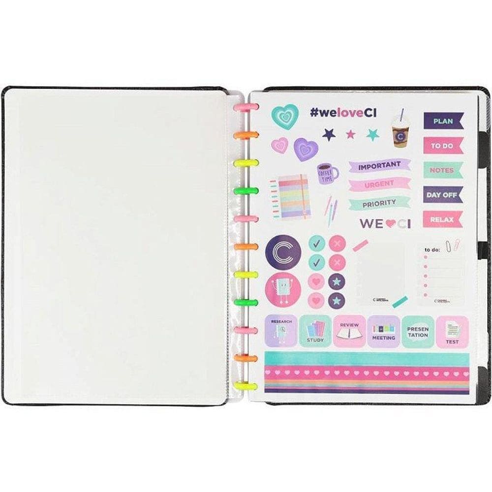 Caderno Inteligente Grande Lets Glitter Neon Black