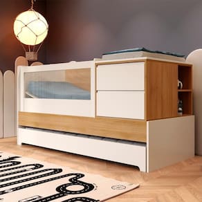 Berço Multifuncional Sol E Mar Com Cômoda 7 Em 1 Divicar Branco Carvalho Treviso
