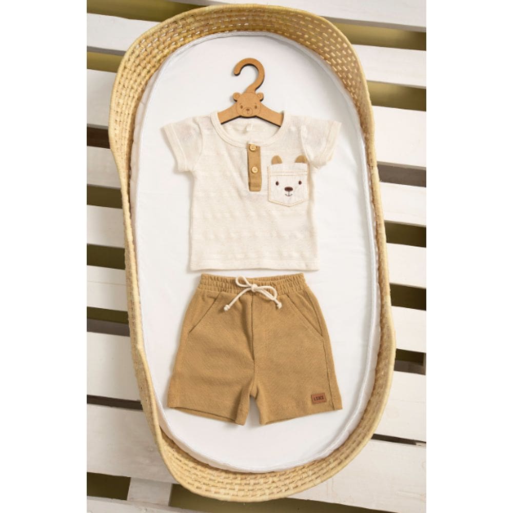 Conjunto Camiseta Linho Bermuda Bebê Menino LessaKids B9067