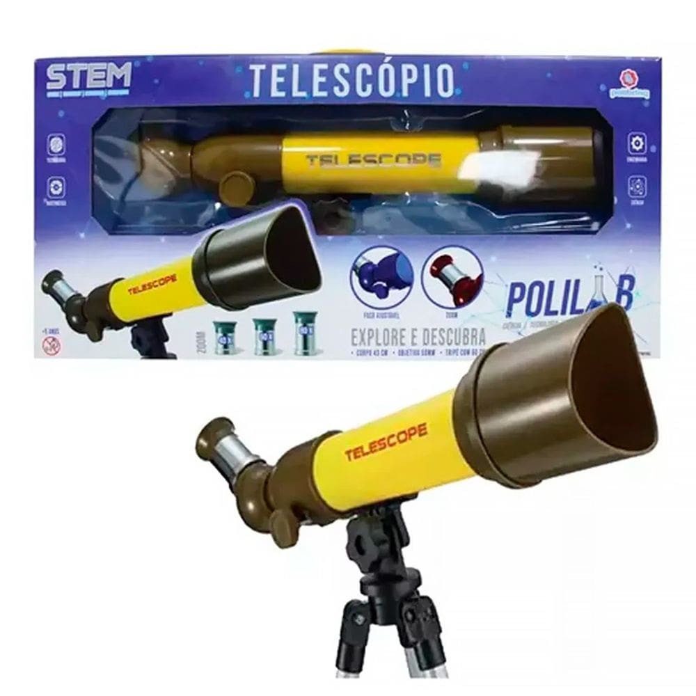 Telescópio Infantil Foco Ajustável Zoom até 80X com Tripé Cor diverso BP3004 - Polibrinq
