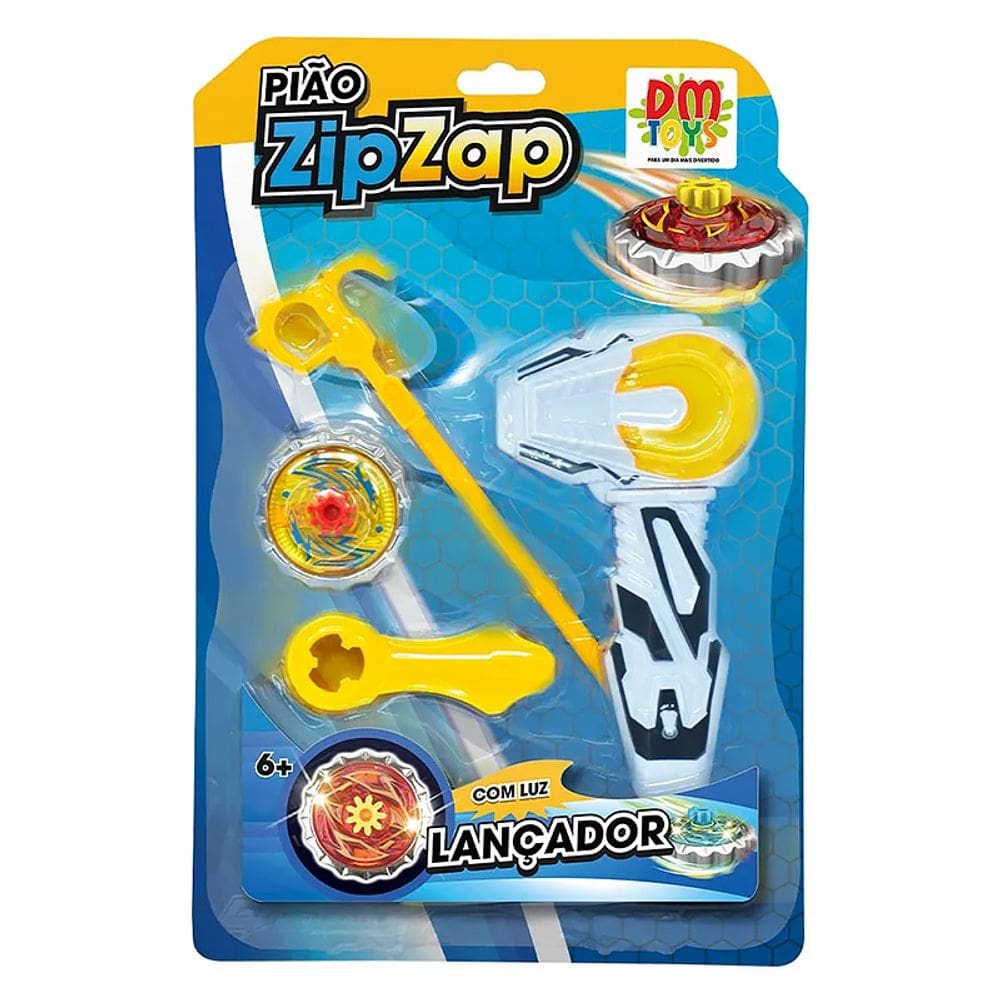 Pião Zipzap Lançador diverso DMT6296 - DM Toys
