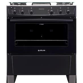 Fogão de Piso Atlas Mônaco Plus 5 Bocas com Mesa Inox 86,5 Litros Bivolt Preto