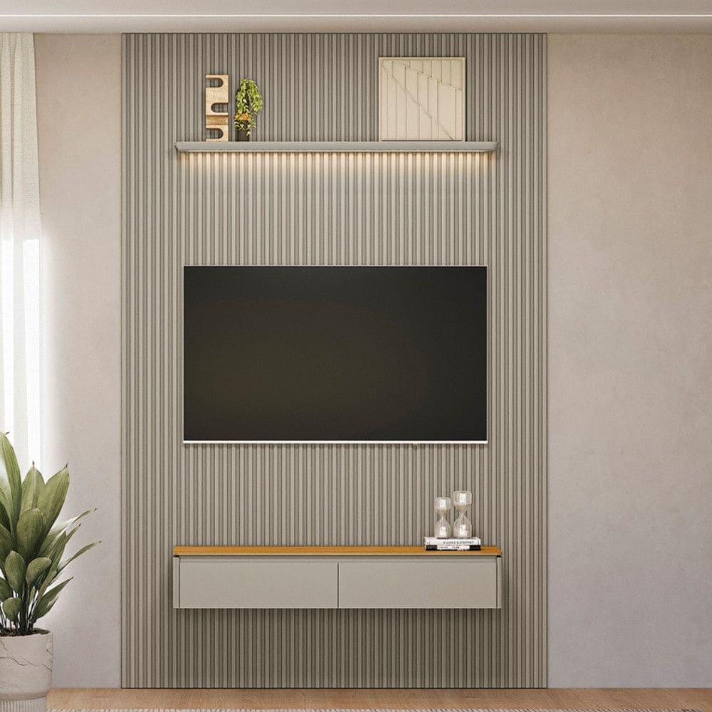 Painel Ripado para TV até 75 Polegadas 2 Portas Modular 1.8 Linea Brasil