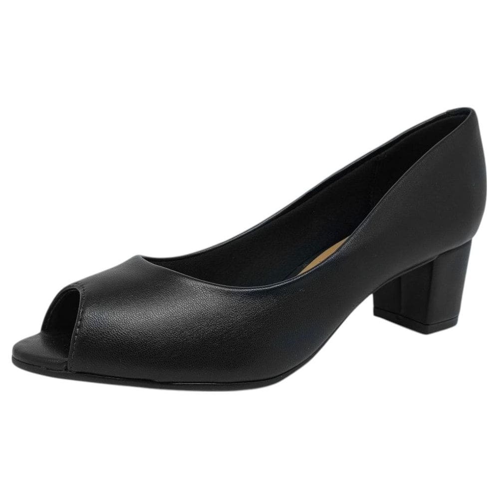 Sapato Peeptoe Feminino Salto Bloco Baixo Social Beira Rio
