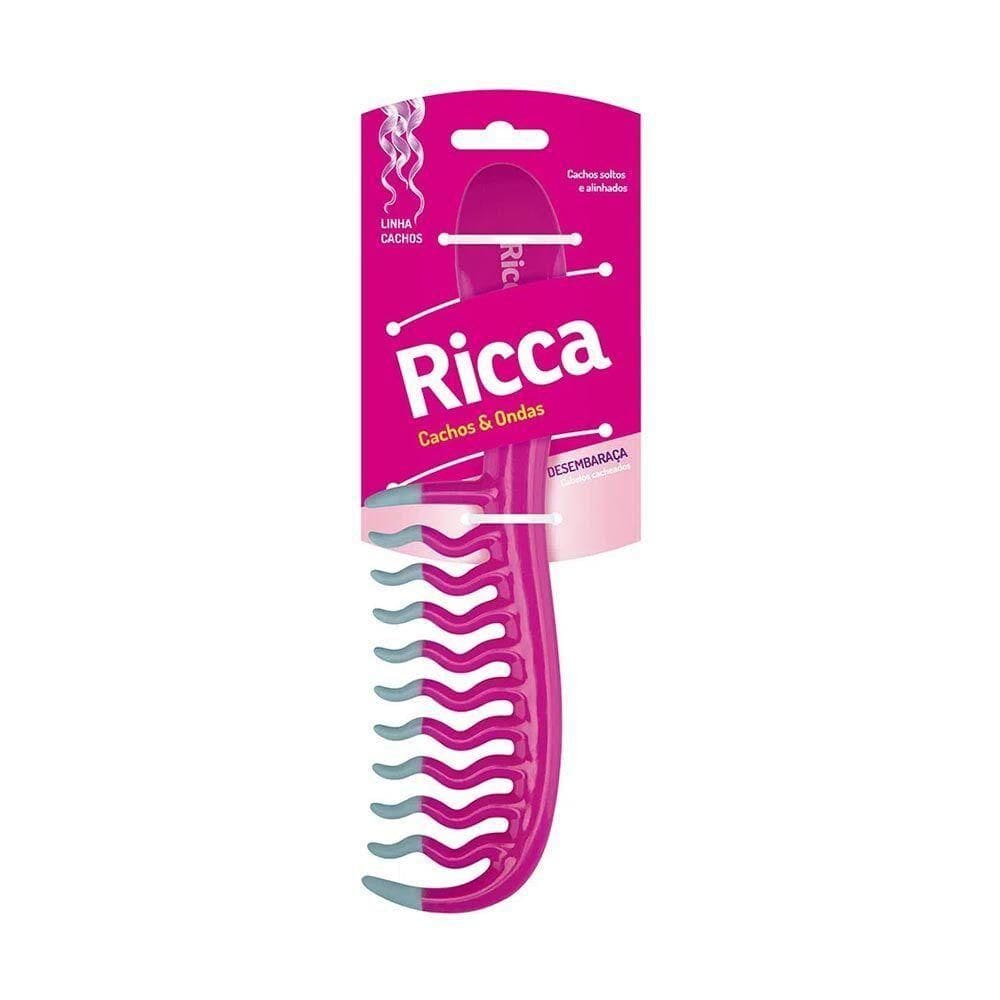 Pente Desembaraçante Cachos E Ondas Rdo Frizz. Pink Ricca