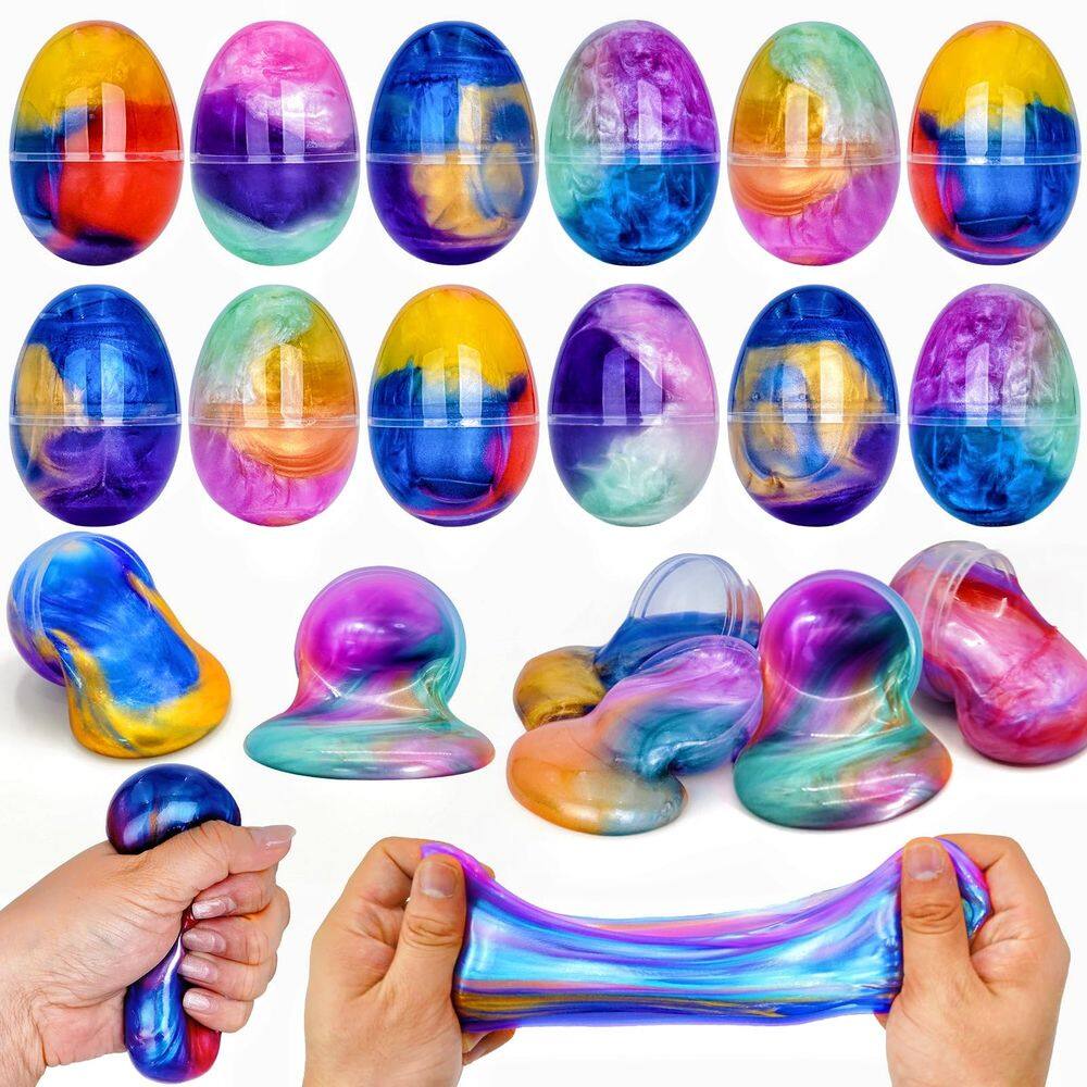 Easter Galaxy Slime Eggs Olixmlya, pacote com 12 unidades pré-preenchidas