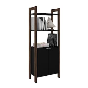 Armário Alto Multiuso com 2 Portas AZ 1009 Preto/Nogal - Tecno