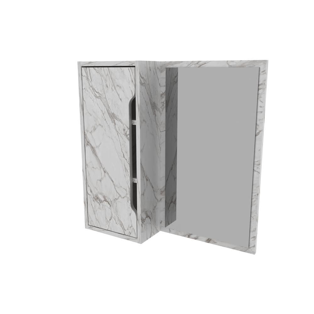 Espelheira para Banheiro com 1 Porta BN3648 60x60cm Mármore Branco - Tecno