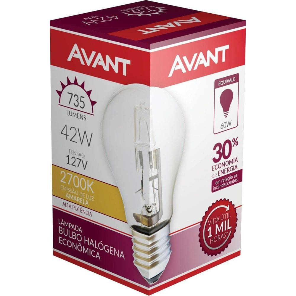 Kit 10 Lâmpada Bulbo Halogena Decorativa 2700K 42W 127V