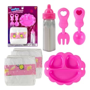 Kit Mamadeira Mágica Baby Care Acessórios Para Boneca com Fraldas