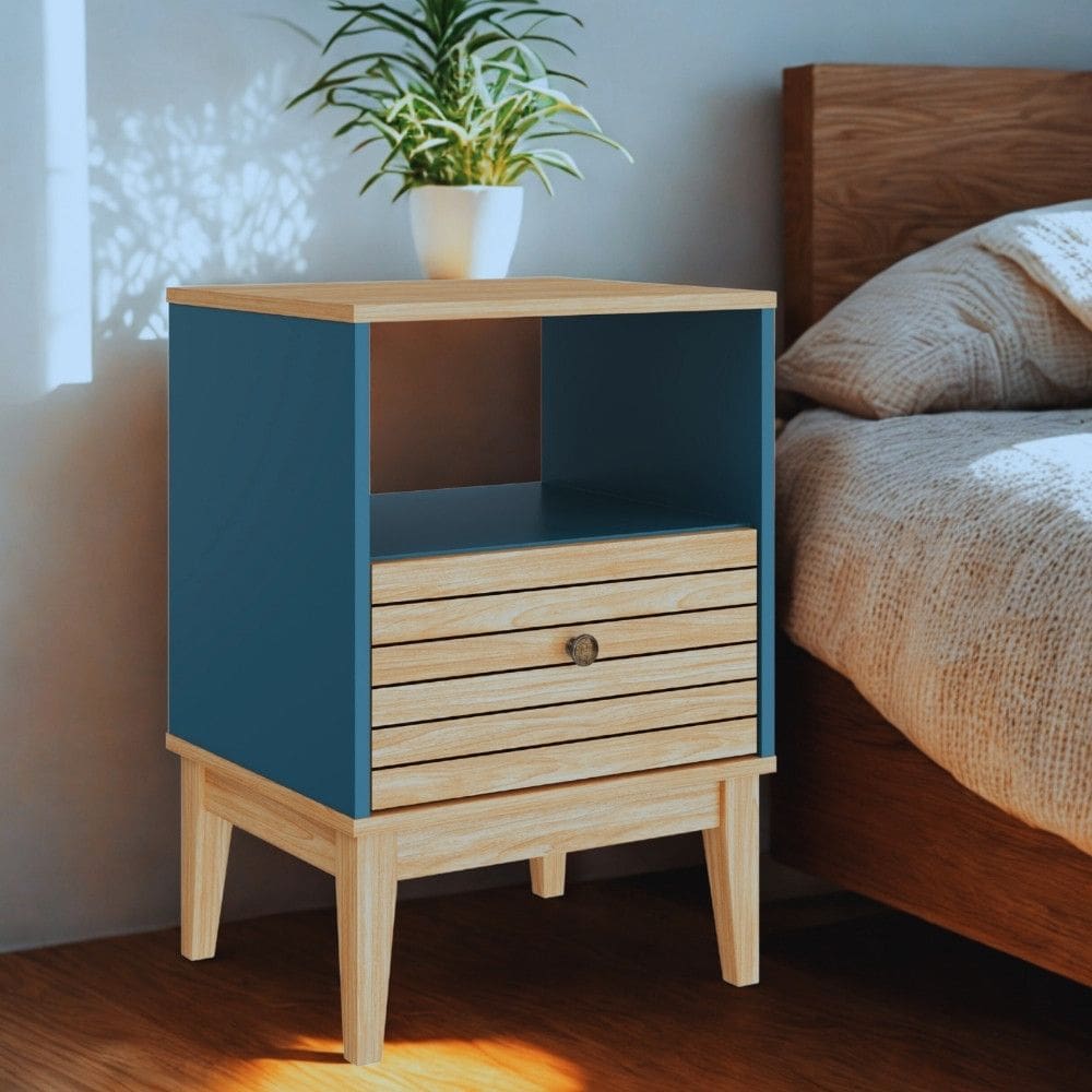 Mesa de Cabeceira Frisada 1 Gaveta MB1041 Movelbento
