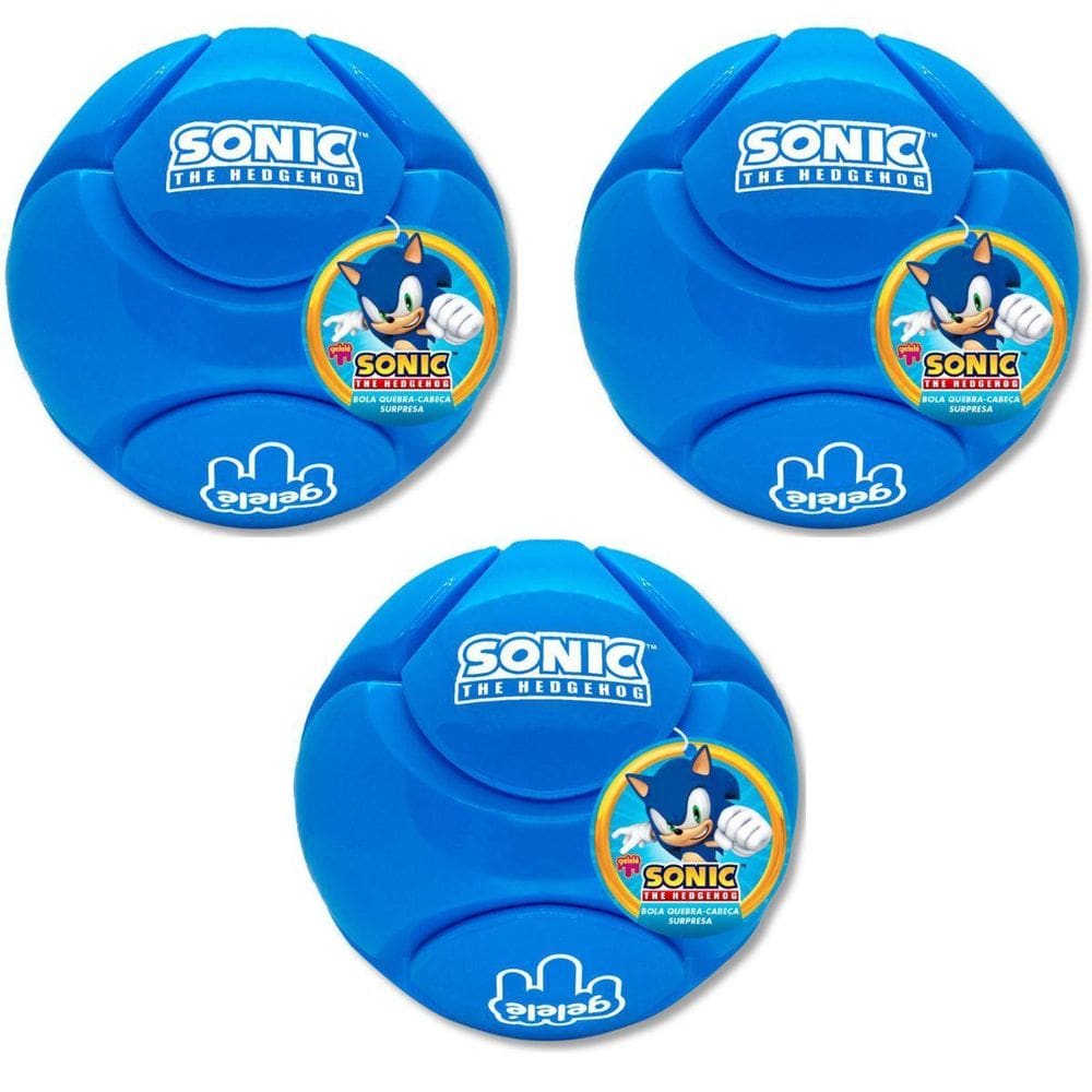 3 Bola Quebra Cabeca Sonic Surpresa Slime Esmeralda Do Caos