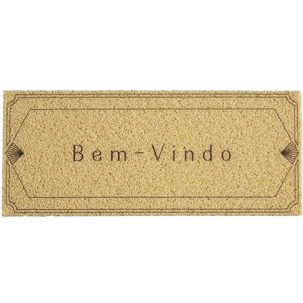 Tapete Capacho Para Porta Vinil 30x70cm Bem Vindo Line