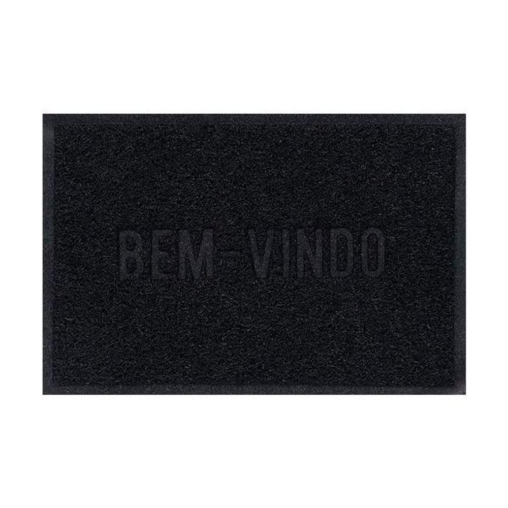Tapete Bem Vindo Capacho Vinilico Preto Uzoo 40Cmx60Cm