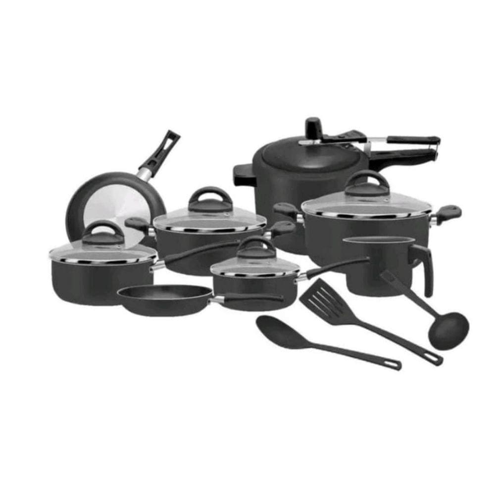 Conjunto De Panelas 11 Peças Preto Com Panela De Pressão