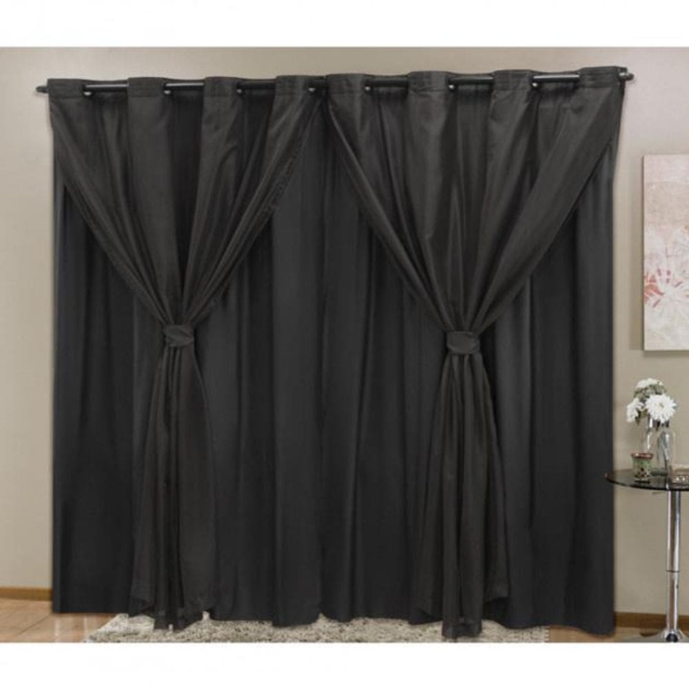 Cortina Blackout Pvc Com Tecido Voil 2,80 M X 2,30 M Preto