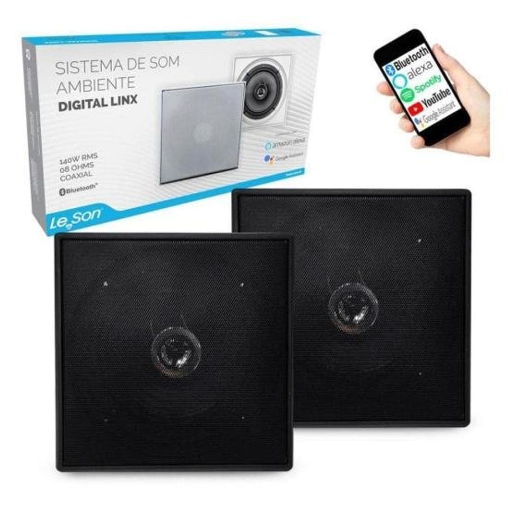 Kit Arandela Quadrada 6" Leson 70W RMS Preta 2un