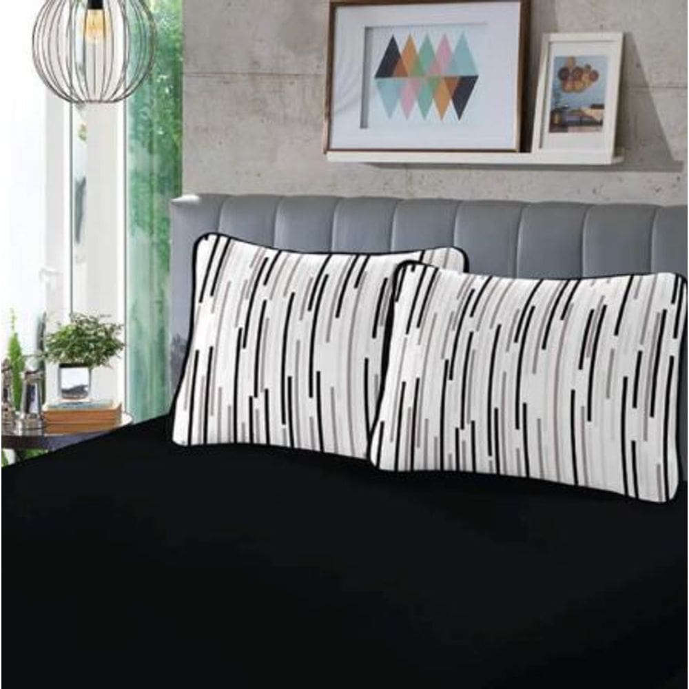 Jogo de Cama King Malha Estampado Rubi 100% Algodão 03 peças Morfeu/ Preto- SBX