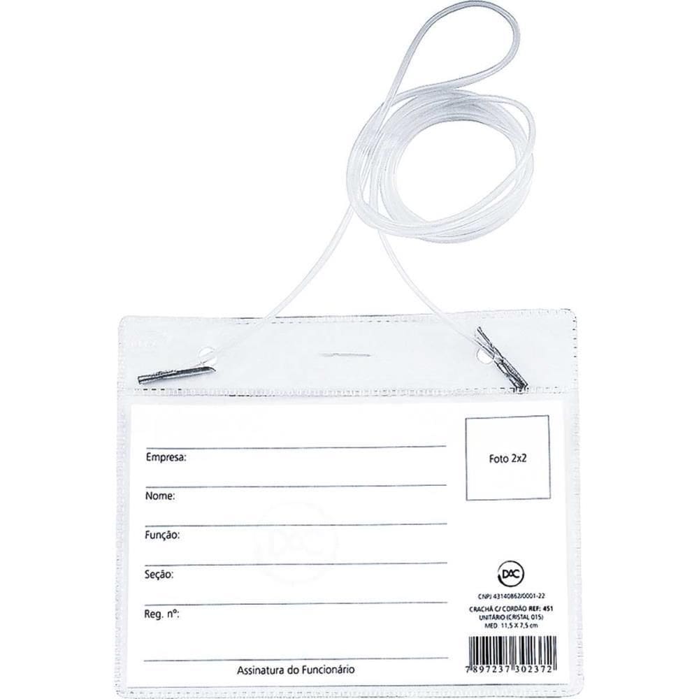 Cracha Com Cordao Pvc 11,5X7,5 Cm. 0,15  - Dac Pct/50