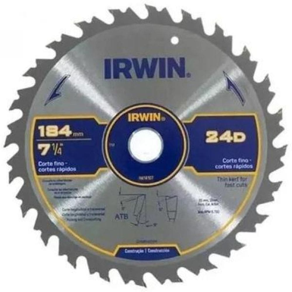 Disco Para Madeira 184mm 7-1/4 24 Dentes Irwin