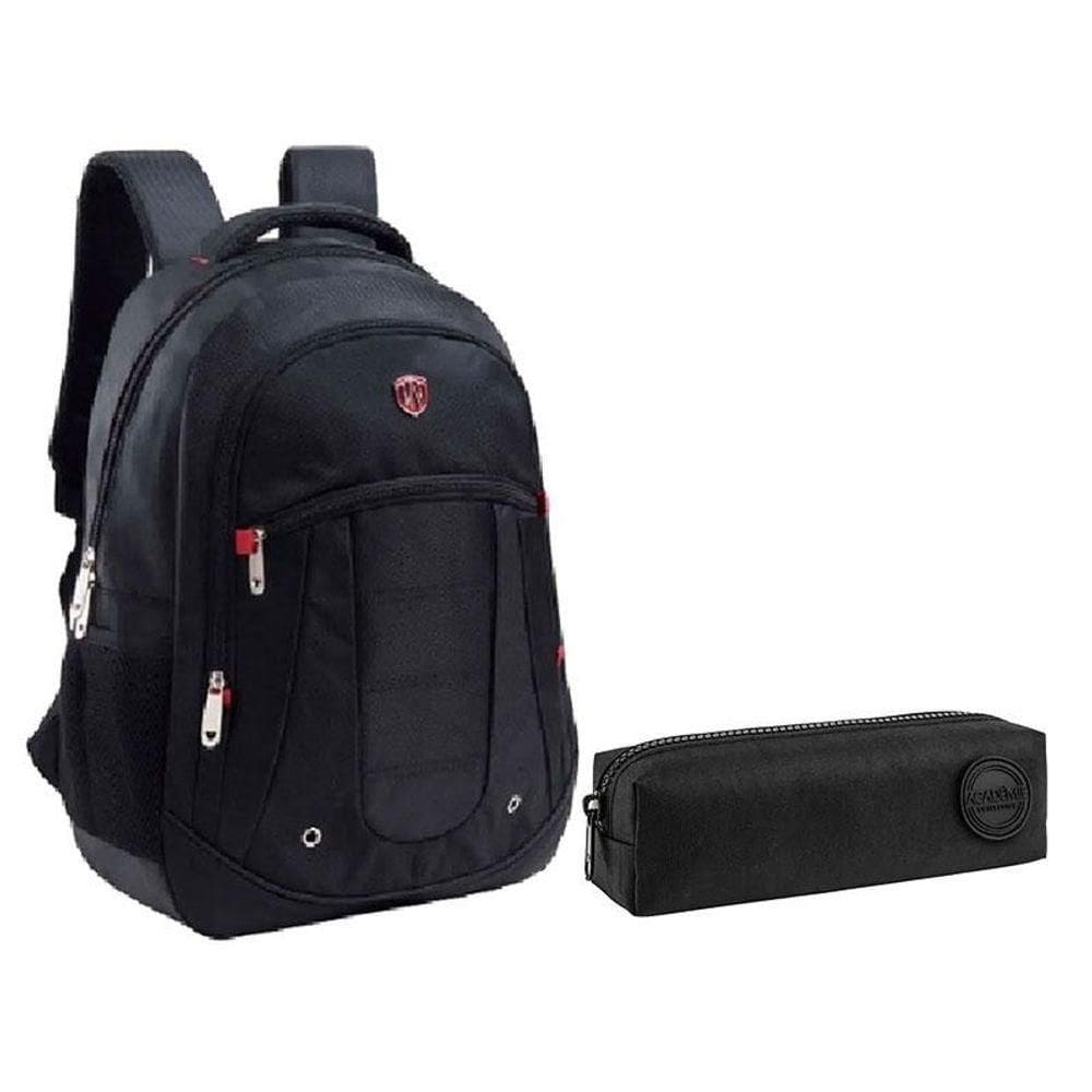 Kit Mochila Escolar Notebook Sbfp-6207 E Estojo Académie Preto - Fuseco