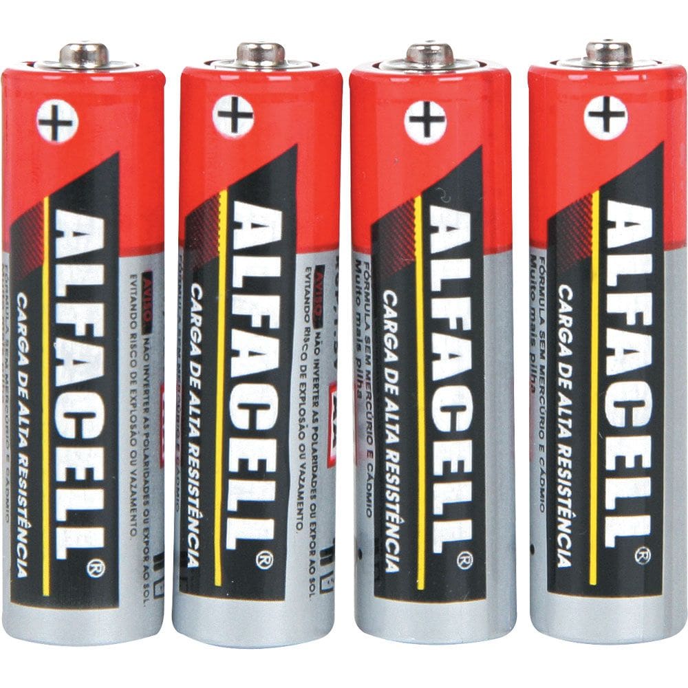 Cartela com 4 Pilhas AA 1,5V Alfacell R6p