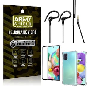 Capinha Samsung A71 + Fone Sport Hs92 + Pelicula 3D