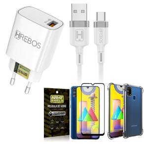 Capa Samsung M31 + Carregador Turbo Hs183 + Pelicula 3D