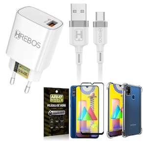 Capa Samsung M31 + Carregador Turbo Hs183 + Pelicula 3D