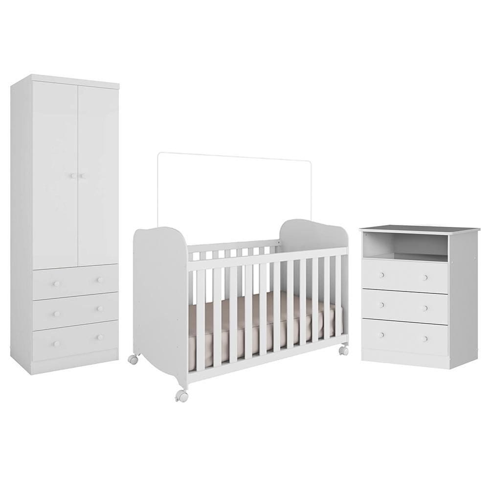Dormitório Infantil Smim Guarda Roupa, Cômoda e Berço - Móveis Peroba