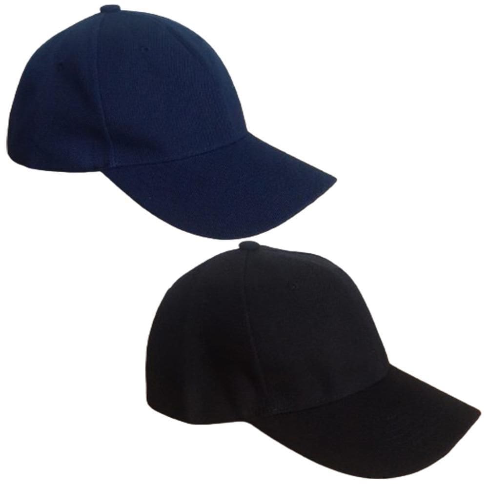 2 Bonés Chapeu Bombeta Ajustável Liso Aba Curva Azul E Preto