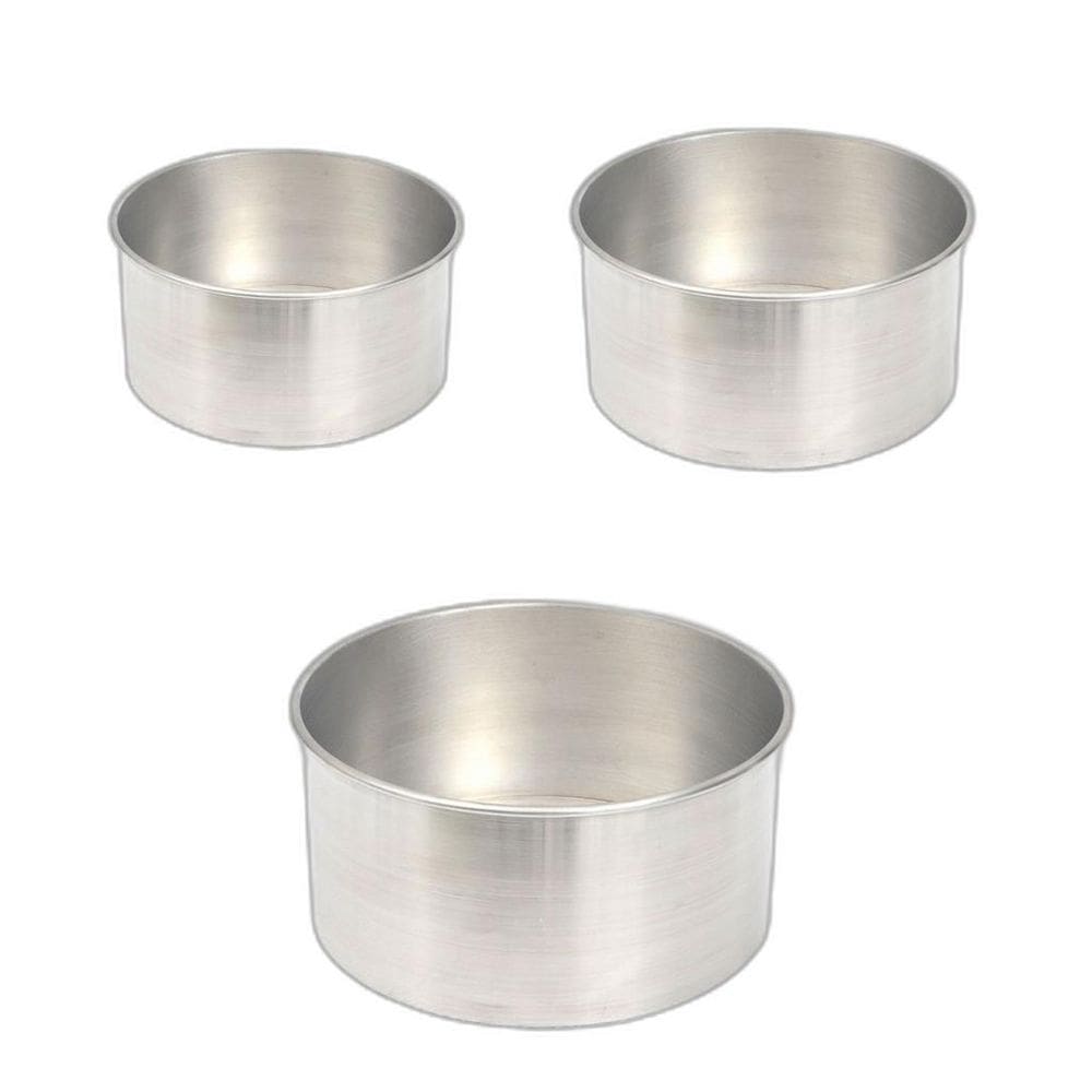 Jogo 3 Forma Assadeira Bolo Redonda Alta 15-17-20 Alumínio