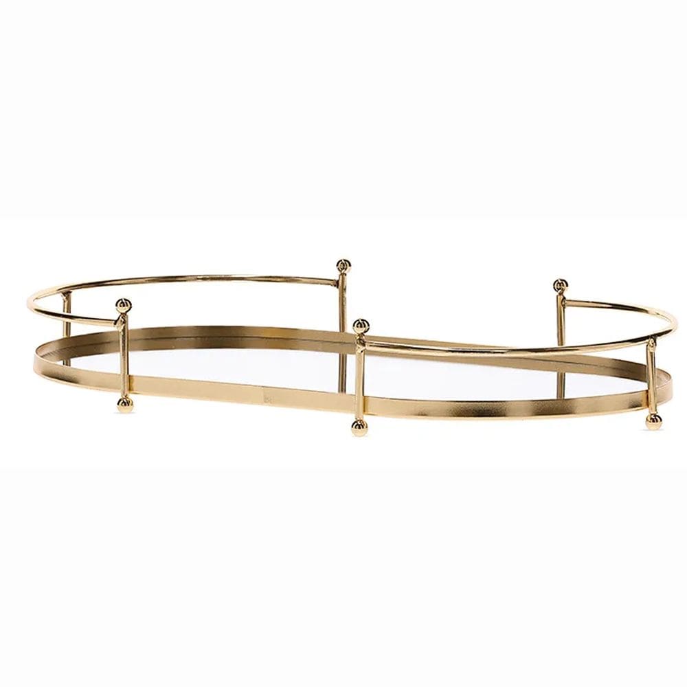 Bandeja Decorativa Em Metal Espelhado 20138 41x23,5x5,5cm