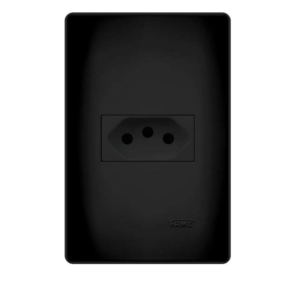 Tomada Preta 2P+T 10A/250V C/P Shp - Fame