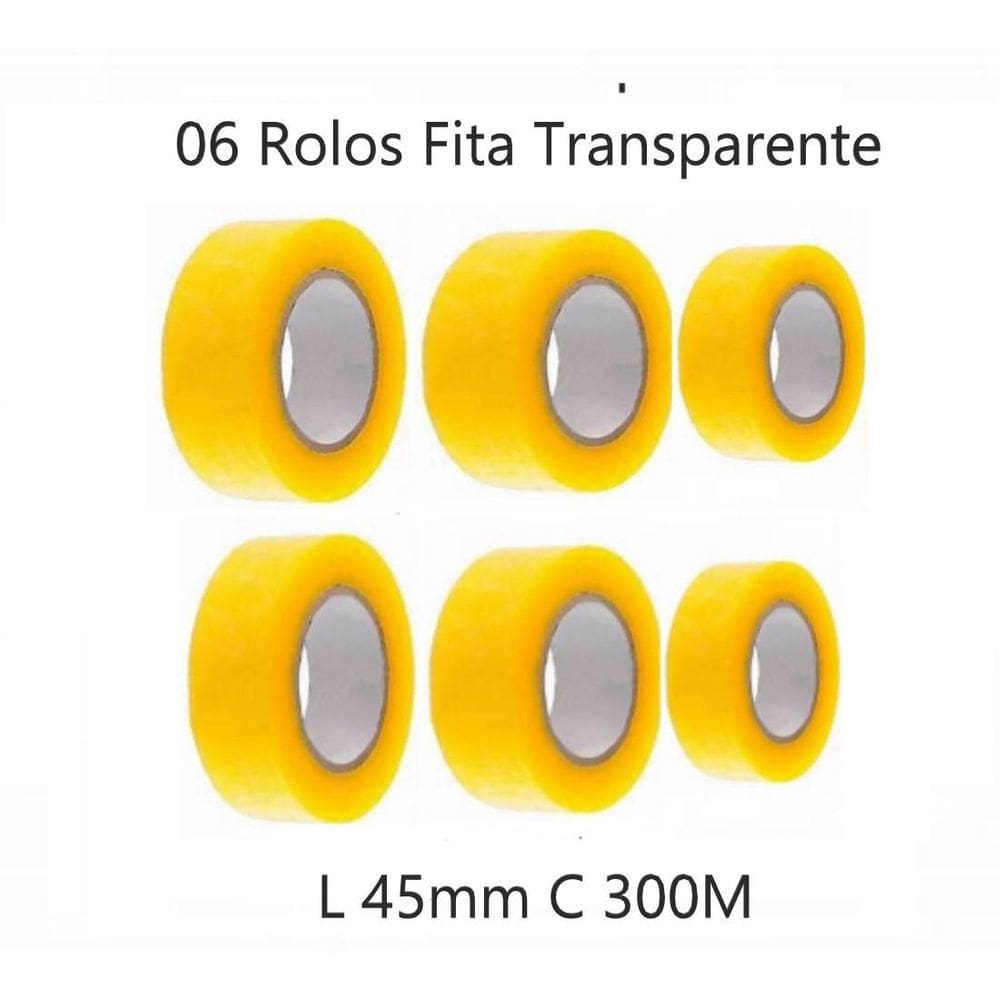 6 Rolos De Fita Adesiva Transparente L 45Mm C 300M