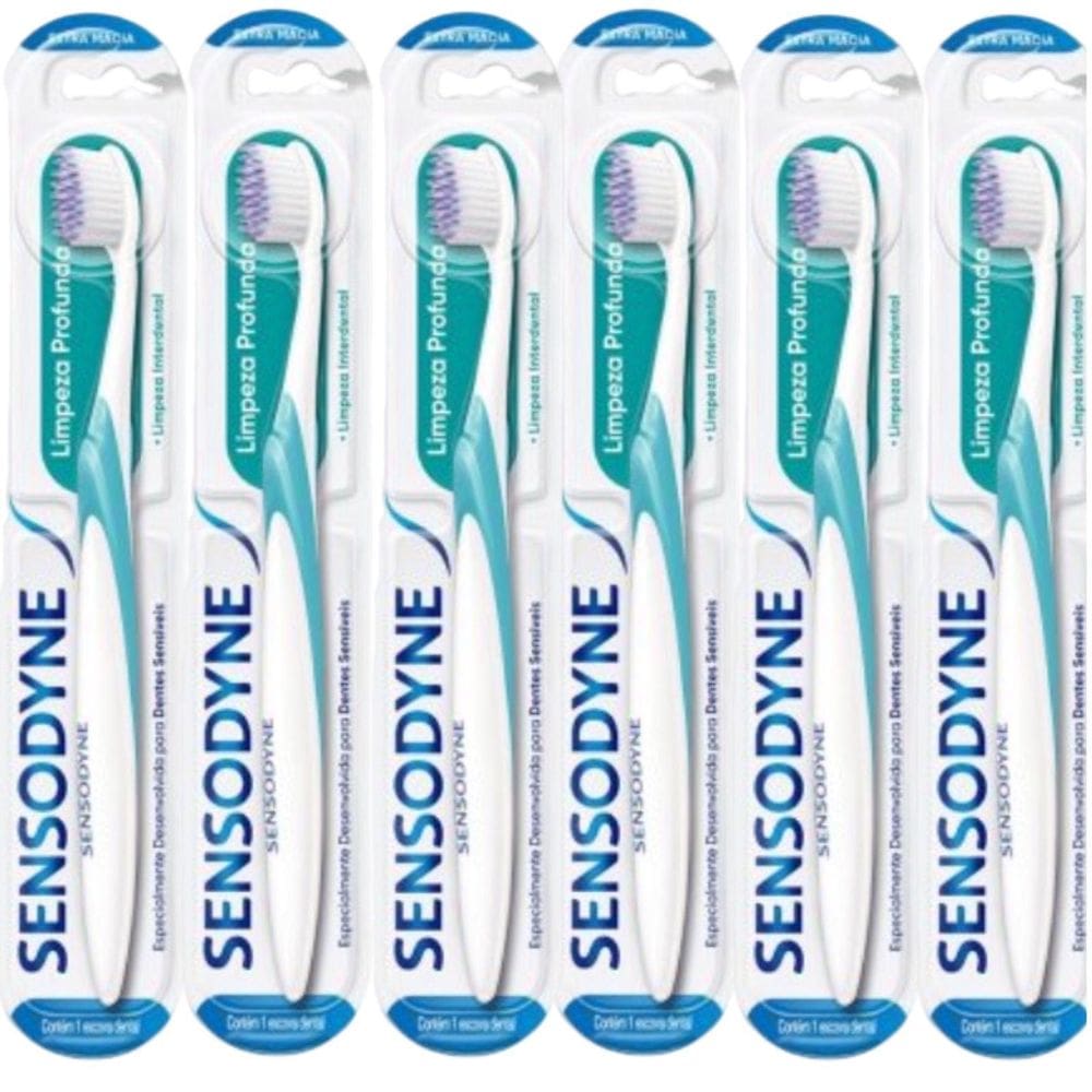 Escova Dente Extra Macia Limpeza Profunda Sensodyne Kit X6