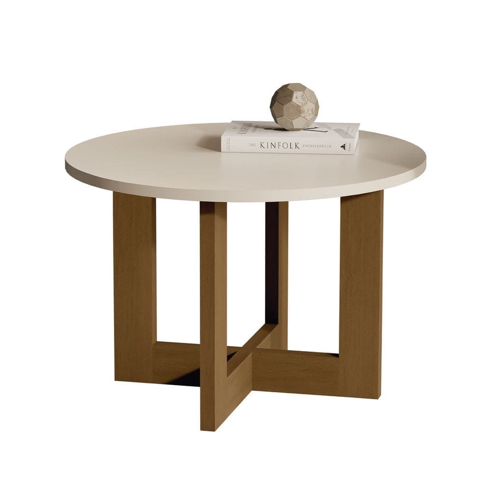 Mesa de Centro JB 8001 Luxo Off White com Nature - Moveis JB