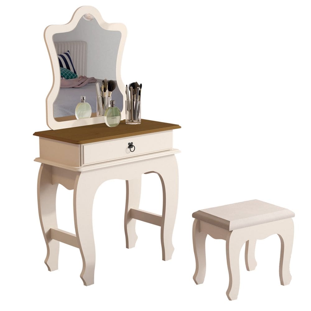 Penteadeira Baby JB 7200 Luxo Off White com Nature - Moveis JB