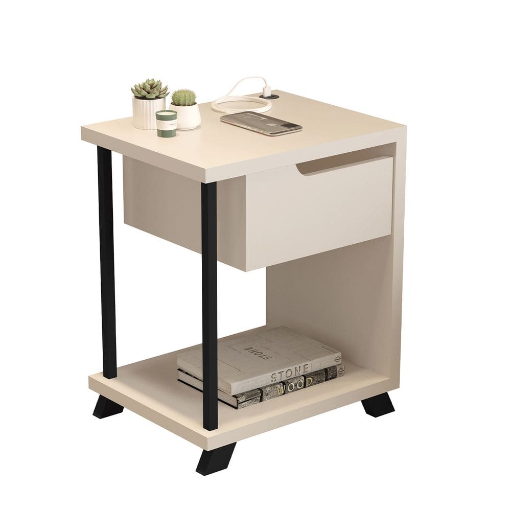 Mesa de Cabeceira JB 1010 Luxo Off White - Moveis JB