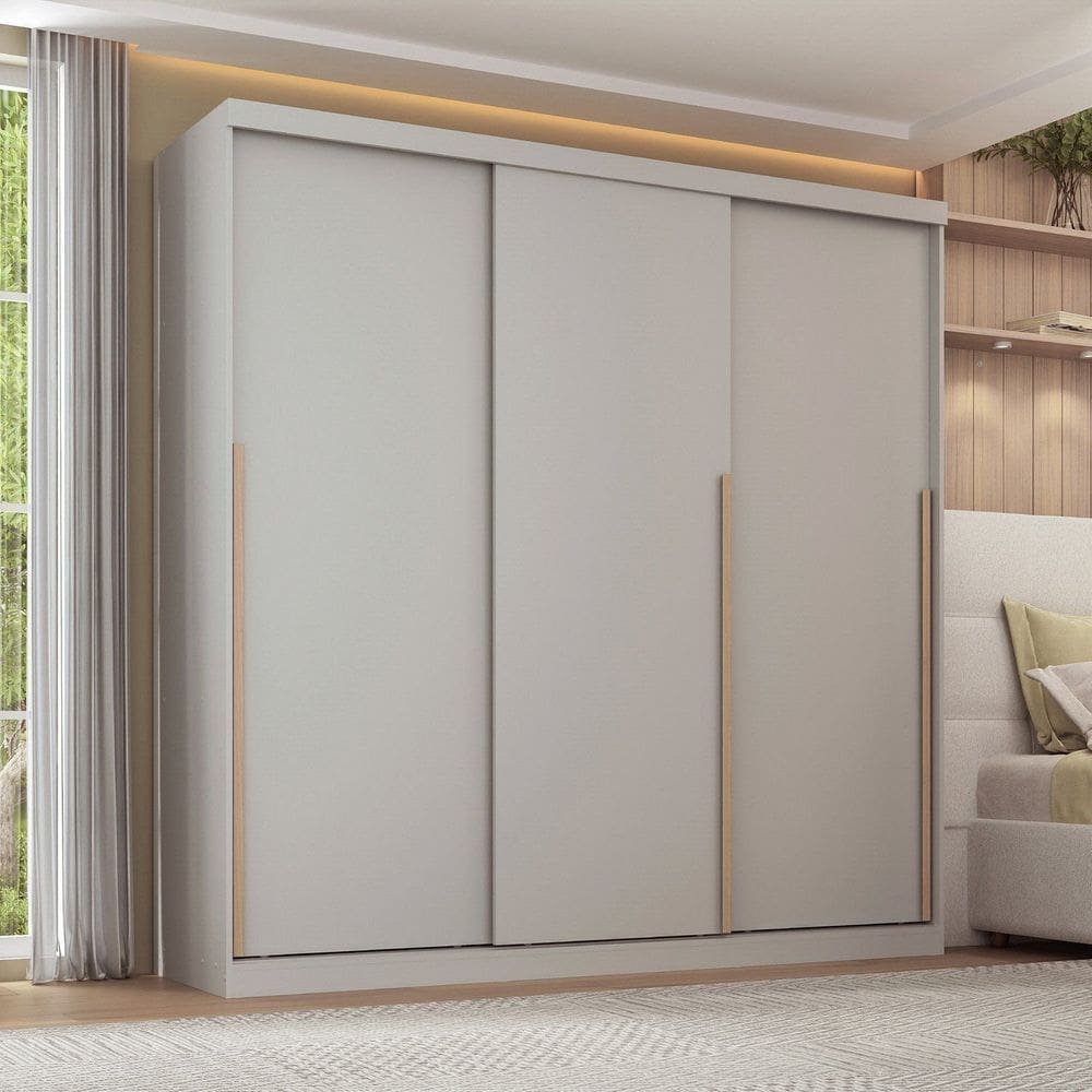 Guarda-roupa 3 Portas de Correr Jade Cabecasa Madeiramadeira Cinza Urbano