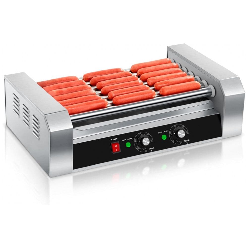 Máquina de Cachorro-Quente SYBO, 18 Cachorros-Quentes 7 Rolos de Grade com Bandeja de Gotejamento em Aço Inoxidável Removível, 1000W, Grau