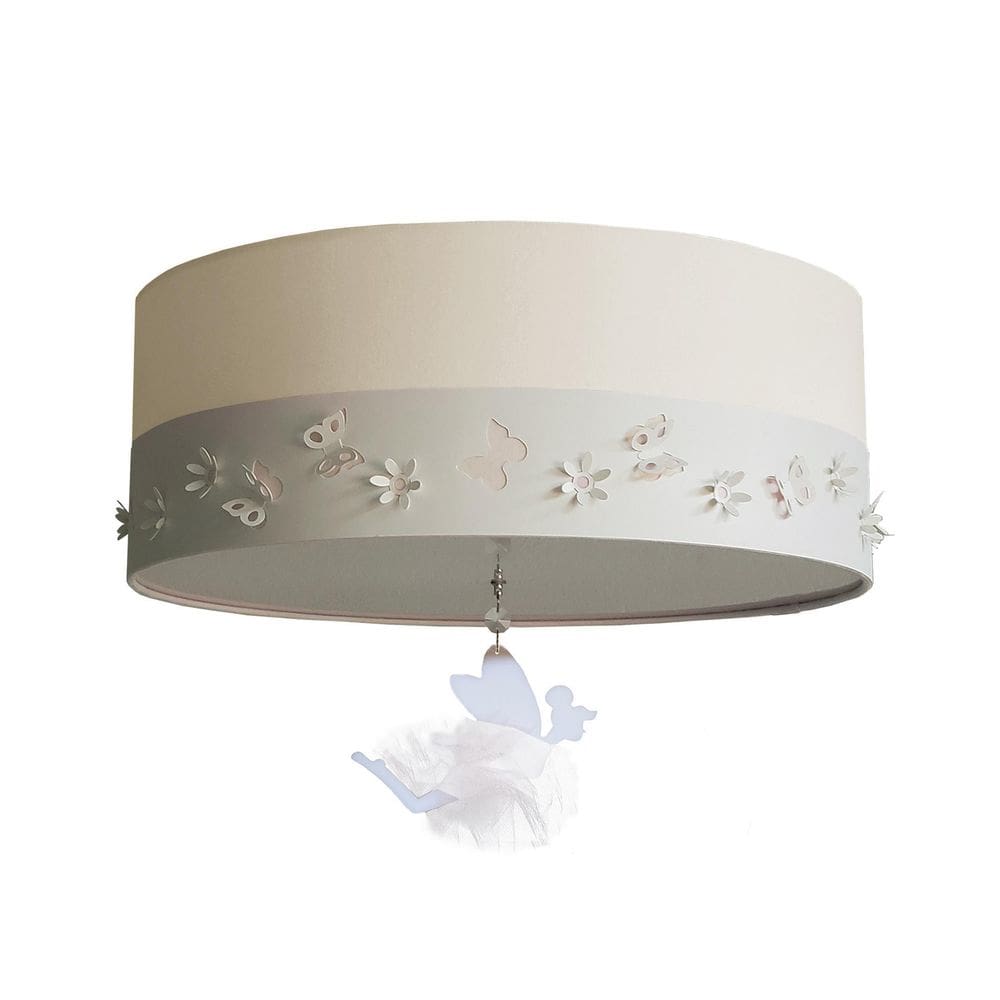 Luminária Plafon Infantil Fadas Cúpula Branco 50X15 3E27