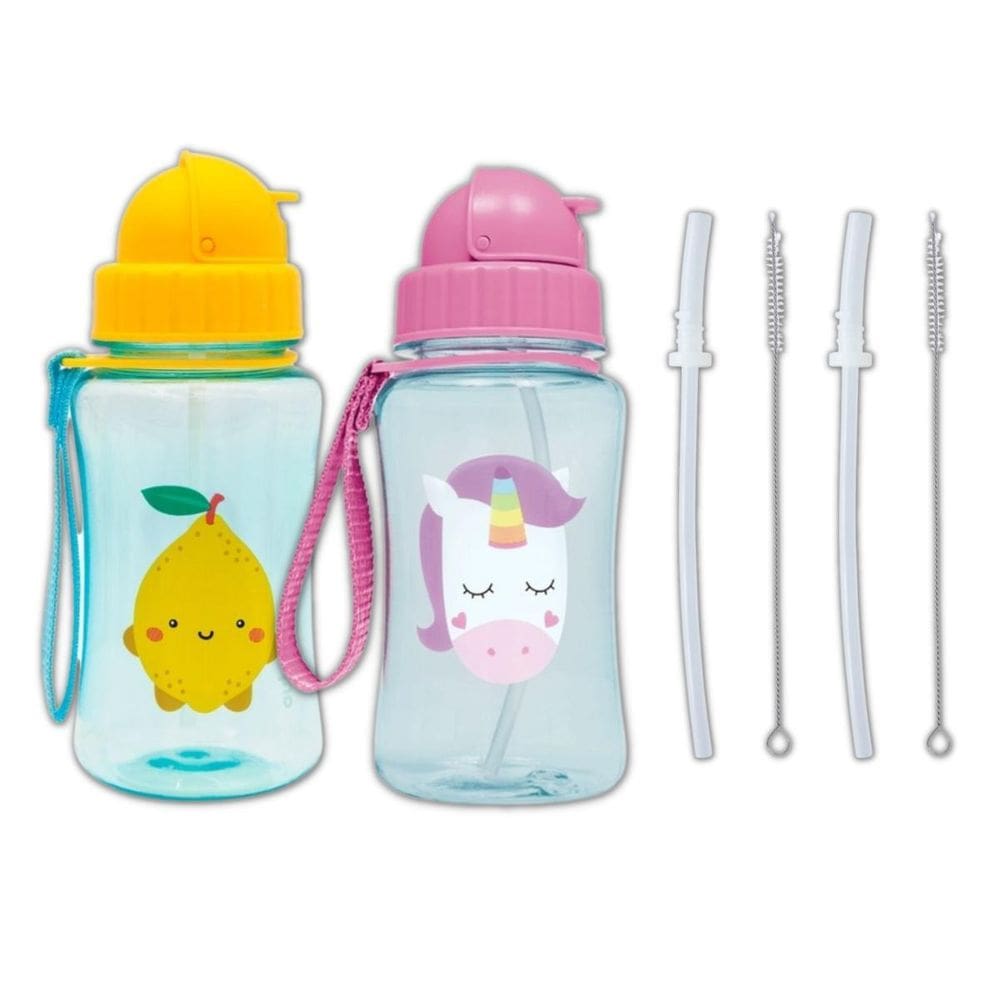 Kit 2 Garrafinhas Infantil 400 Ml Buba 2 Canudos Extra