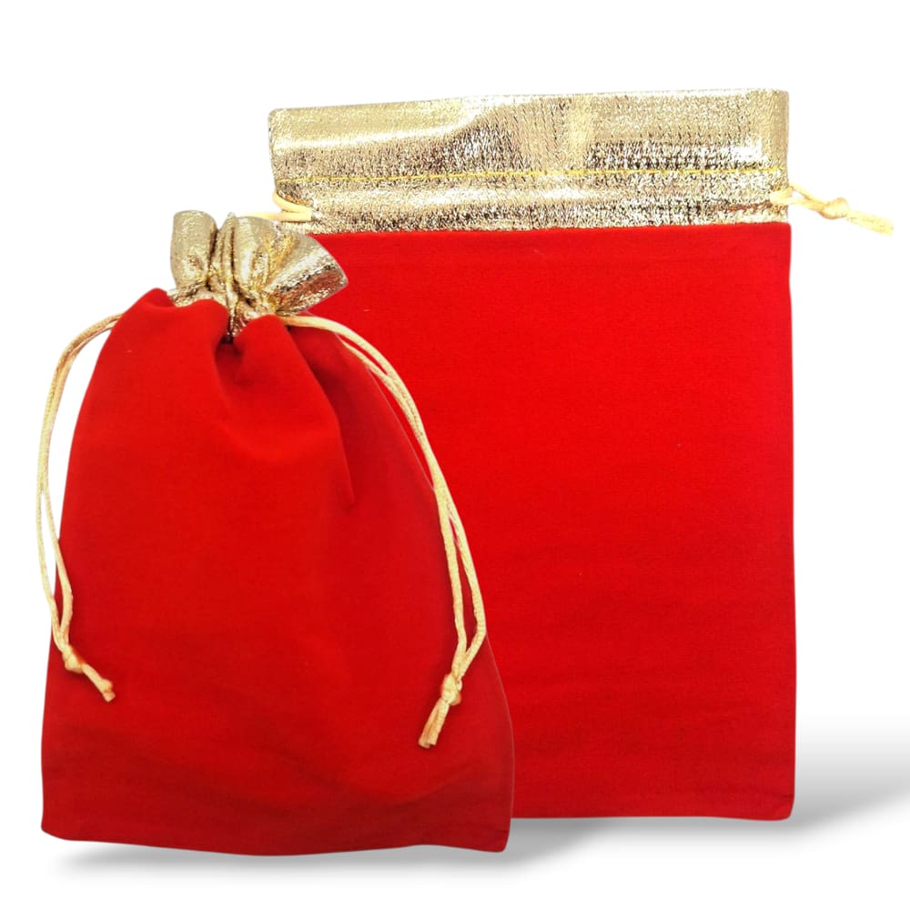 Kit 20 Saquinhos de Veludo Vermelho Vintage Cordão Dourado