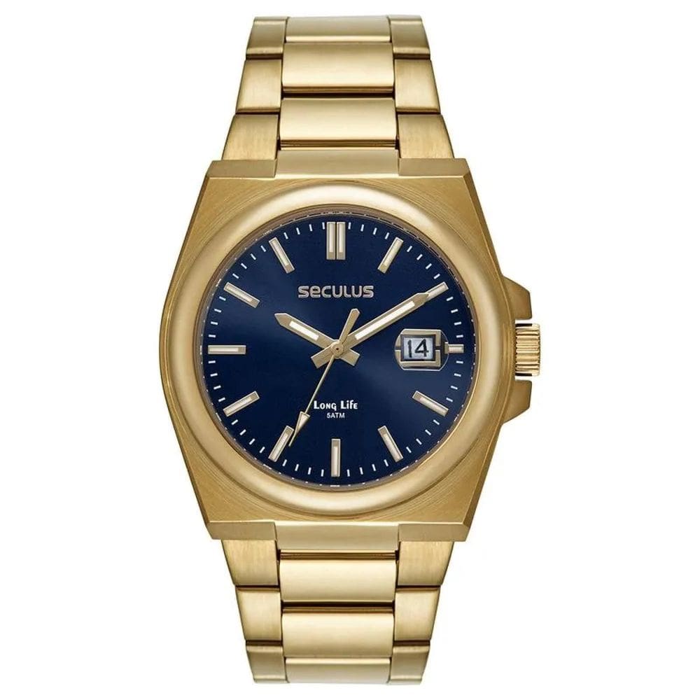 Relógio Seculus Long Life 44263Gpsvda3 Aço Social Calendário