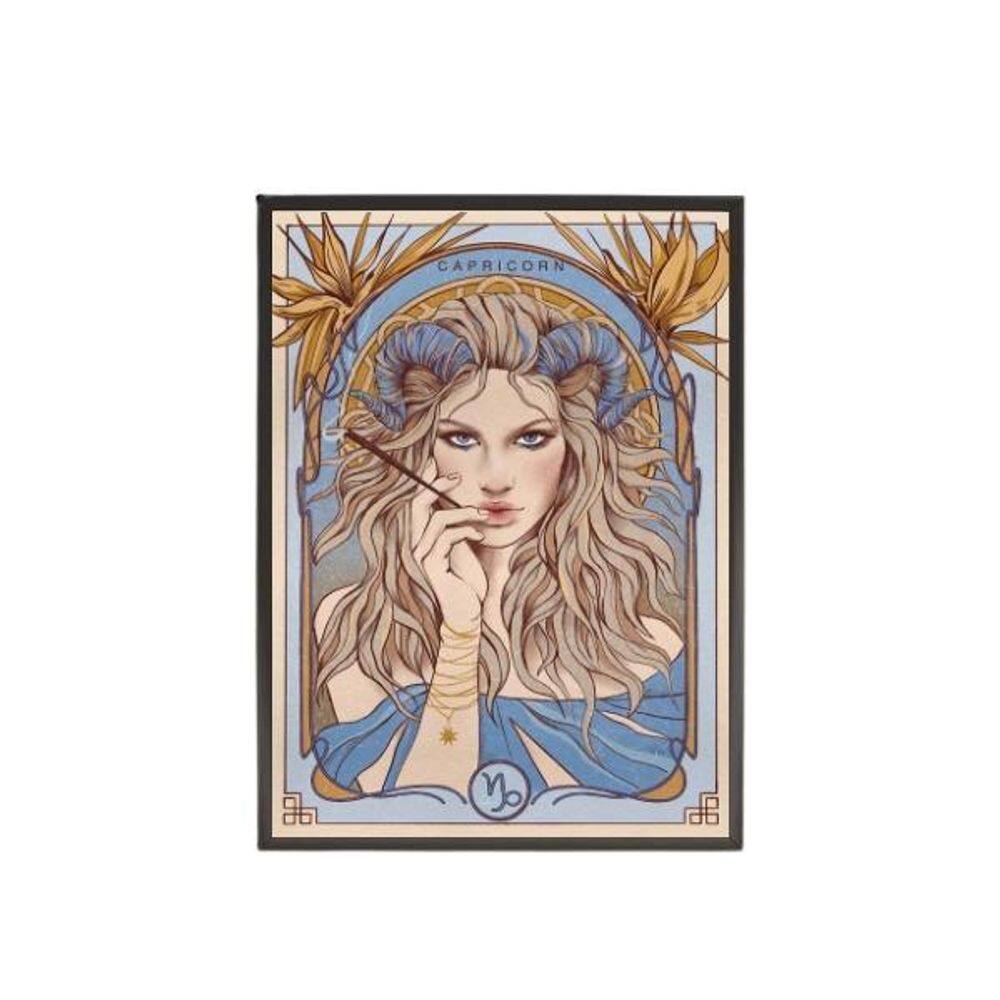 Quadro Vintage Signo Capricórnio 33X24 C/Vidro Madeira Preta