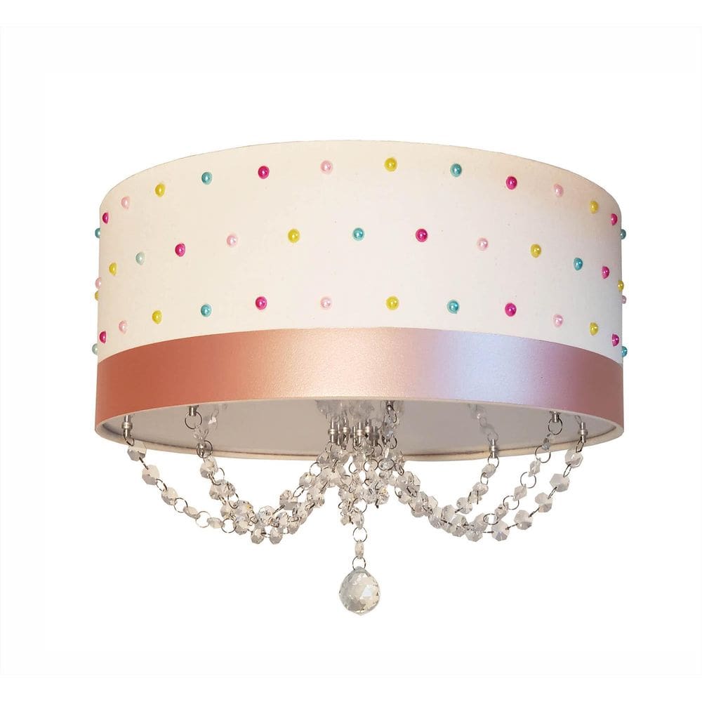 Luminária Infantil Plafon Pérolas Coloridas 50X15 Branco
