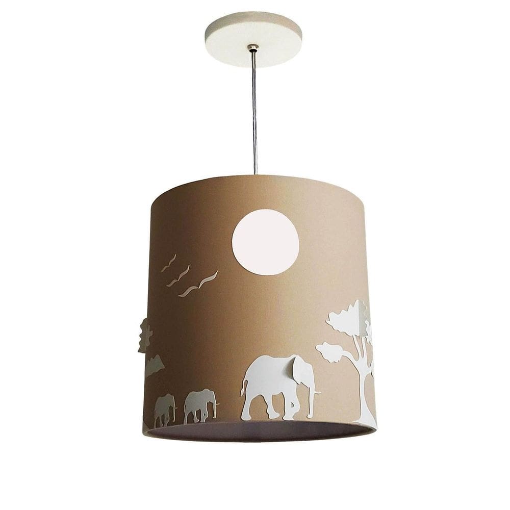 Lustre Infantil Pendente Safári 25x25 Cáqui E27