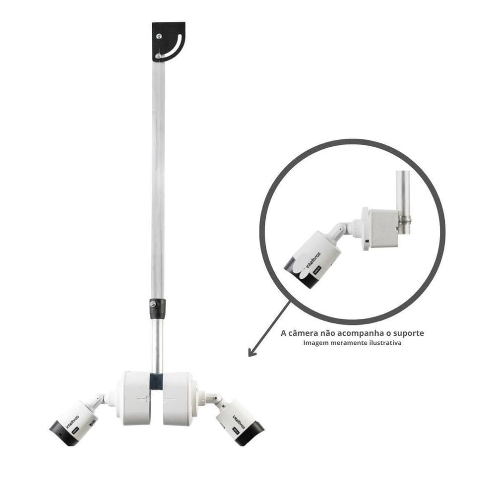 Suporte Longo Cftv Dome/Bullet 2 Caixas Passagem - 2Mt