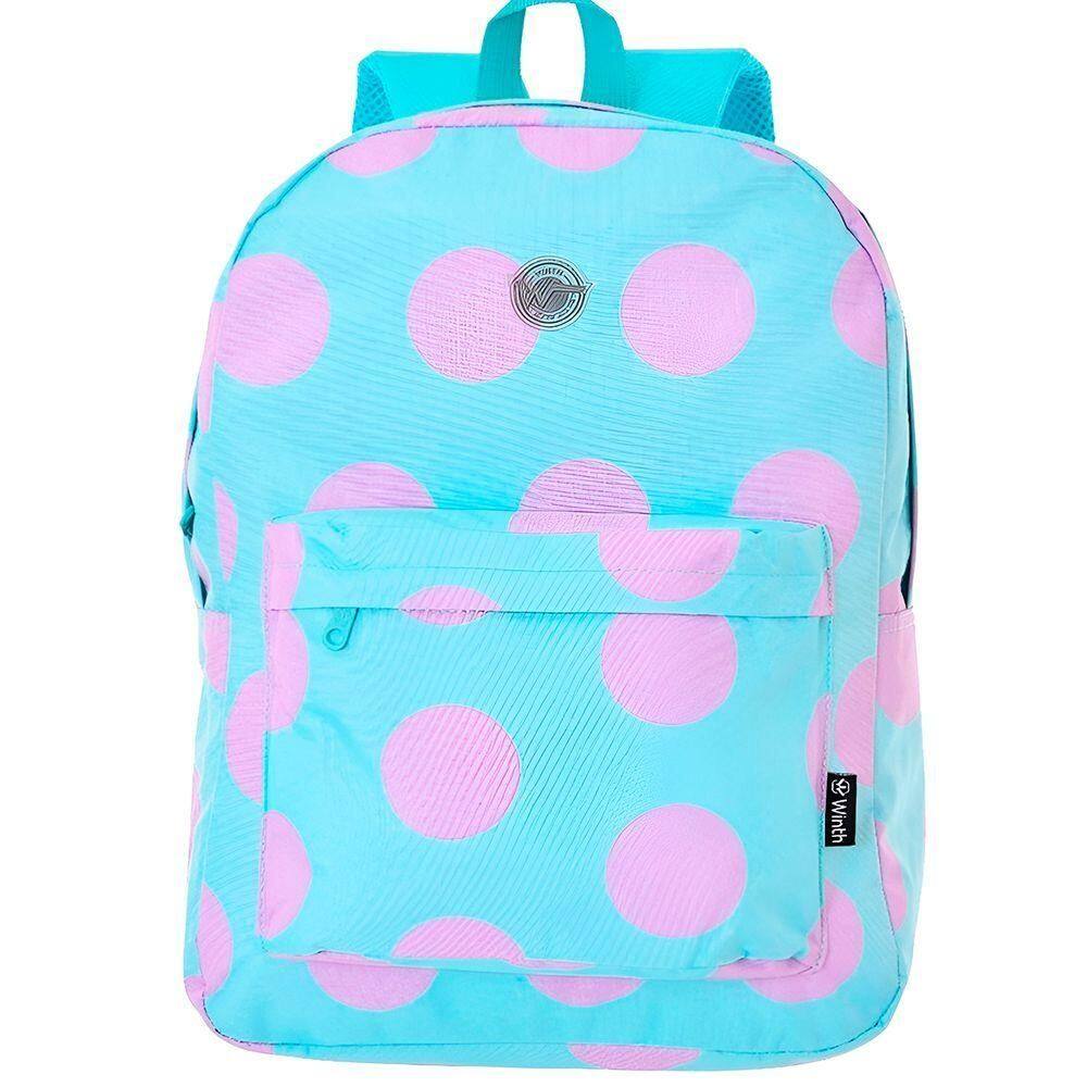 Mochila De Costas Feminina Juvenil Básica Bolinhas Cor:verde